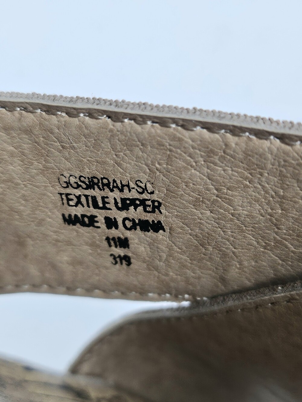 G By Guess Sirrah Beige Taupe Faux Suede Cross Strap Woodgrain Platform Sandal - Picture 14 of 16